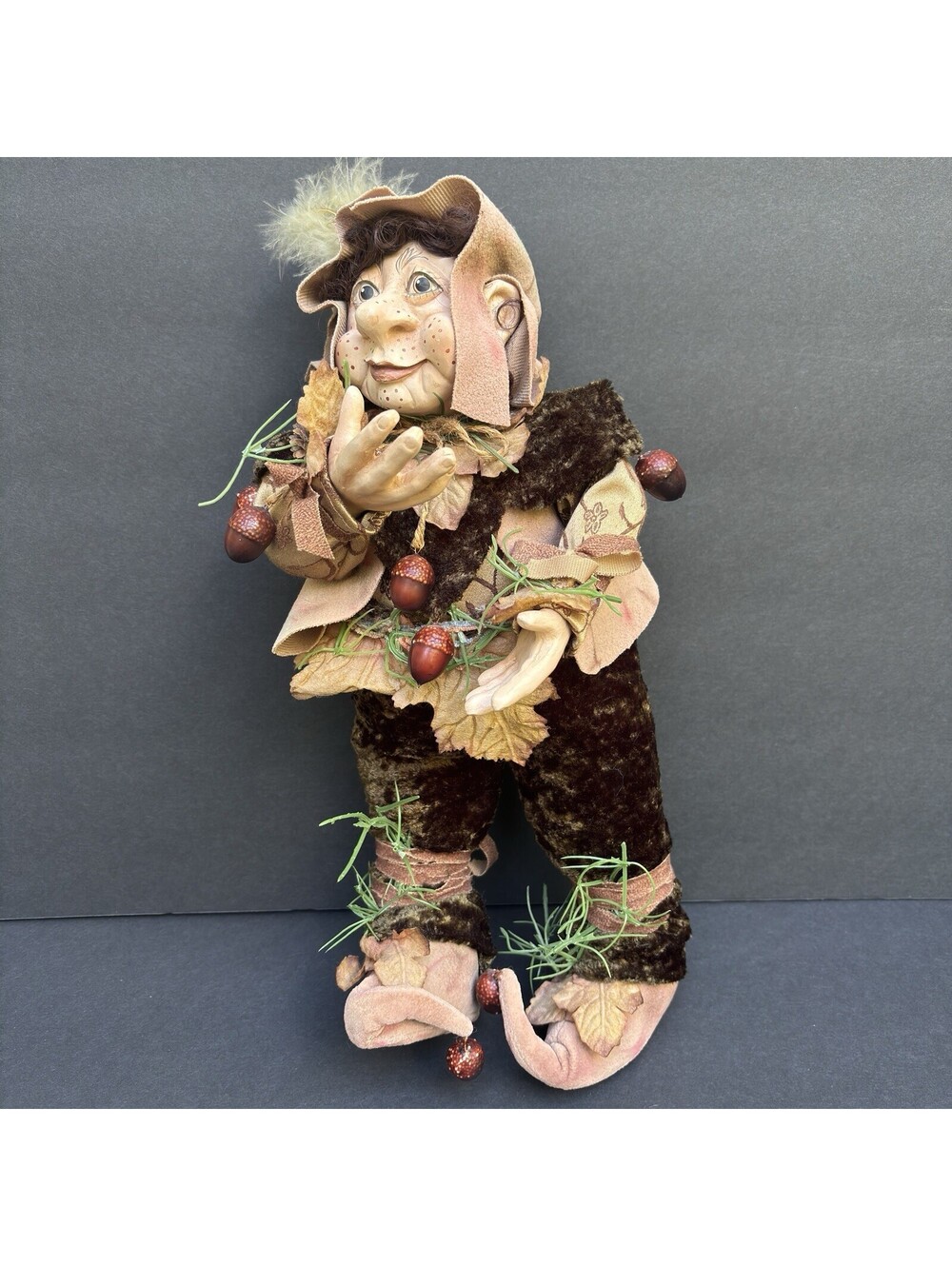 Vintage Elf Fairy Acorn Fall Autumn Troll Gnome Christmas Ornament Folk Art